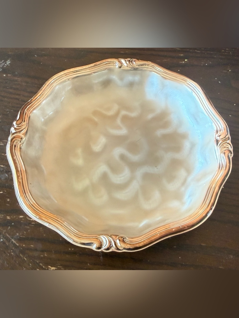WMF-IKORA SILVER-PLATED ROUND SERVING DISH BRUSHED SWIRL FINISH